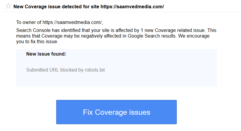 Submitted URL Blocked By Robots.txt